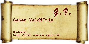 Geher Valéria névjegykártya